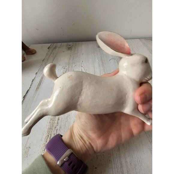 Vintage paper mache rabbit Easter Bunny decor statue figurine - Picture 5 of 10